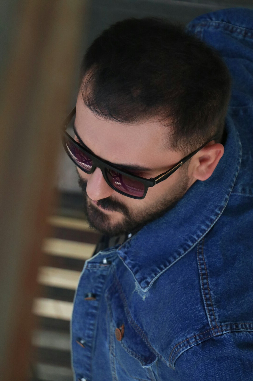 Bearded man with glasses portrait