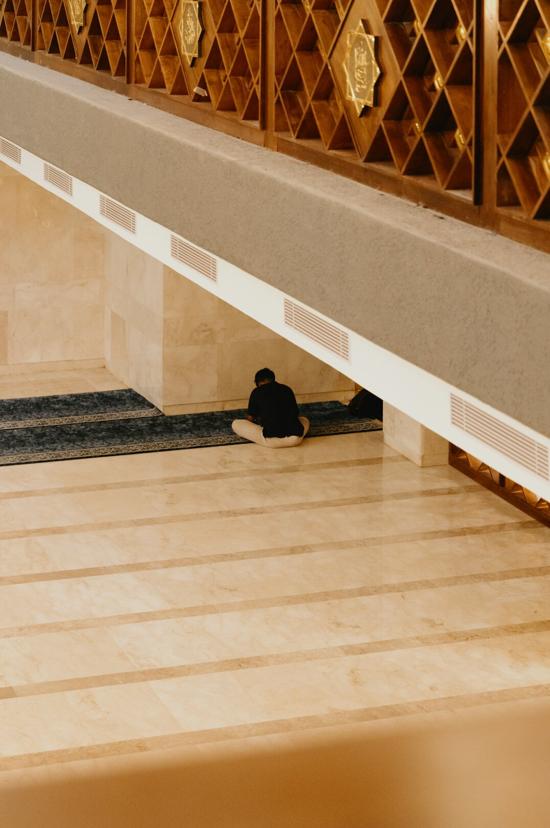 person meditating in quiet space