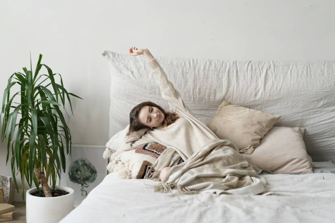 person waking up energized